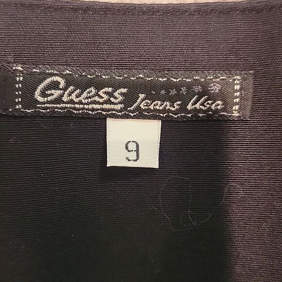 Vintage Guess Black Satin Dress With Lace Up Front. Sz 9 - Picture 4 of 11
